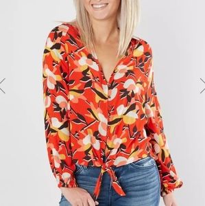 Billabong Tangarine Clear Days Floral Top Sz L